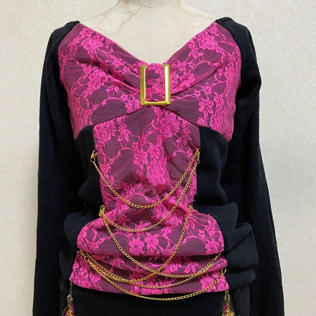 レア 当時物 派手 レースリボン ミニワンピ 平成ギャル 姫ギャル