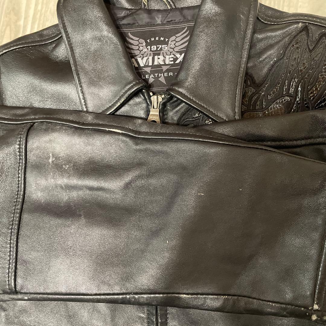 【希少】AVIREX アヴィレックス　革ジャン　ドラゴン刺繍　レザージャケット