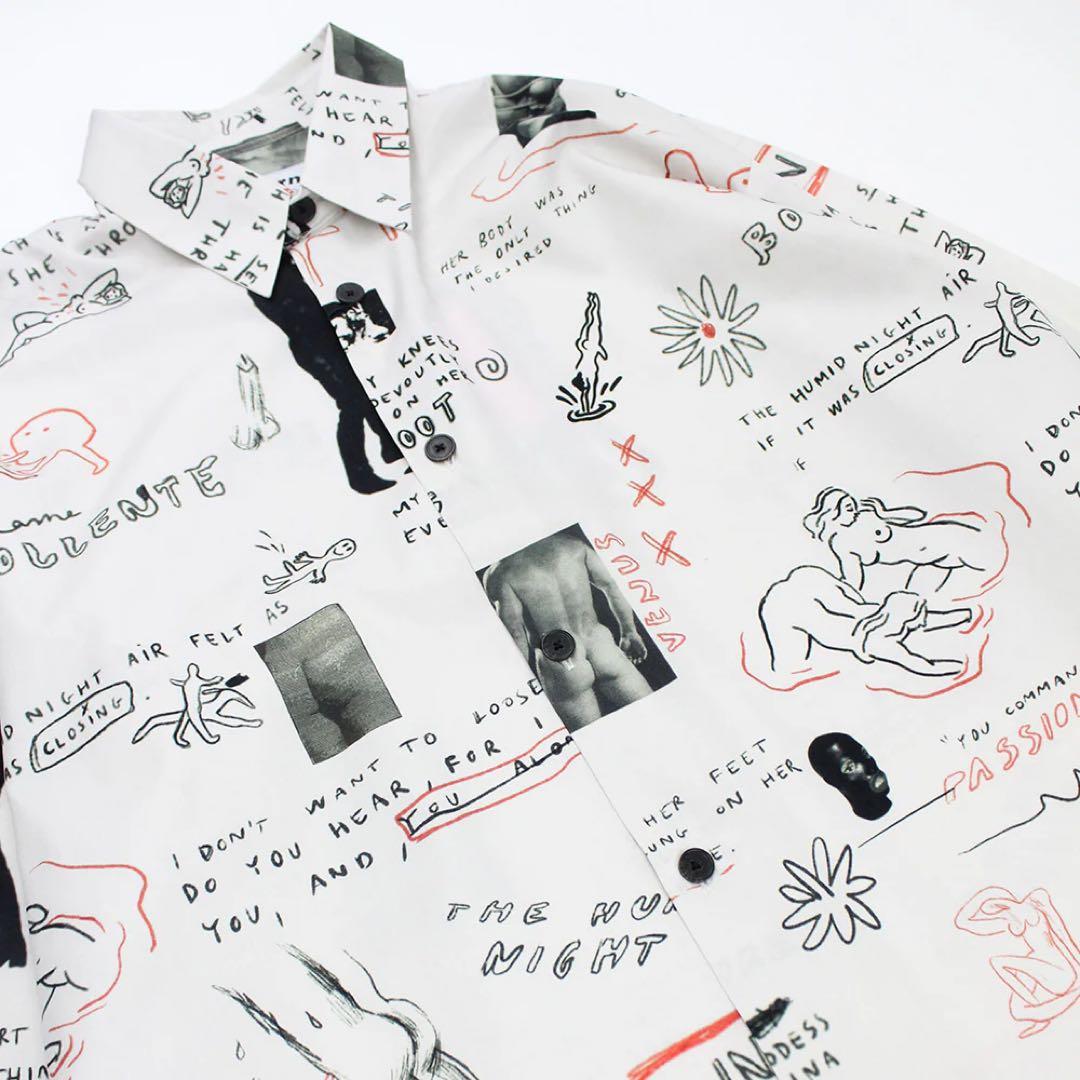 美品 21AW Carne Bollente オーバーサイズ 総柄シャツ XS