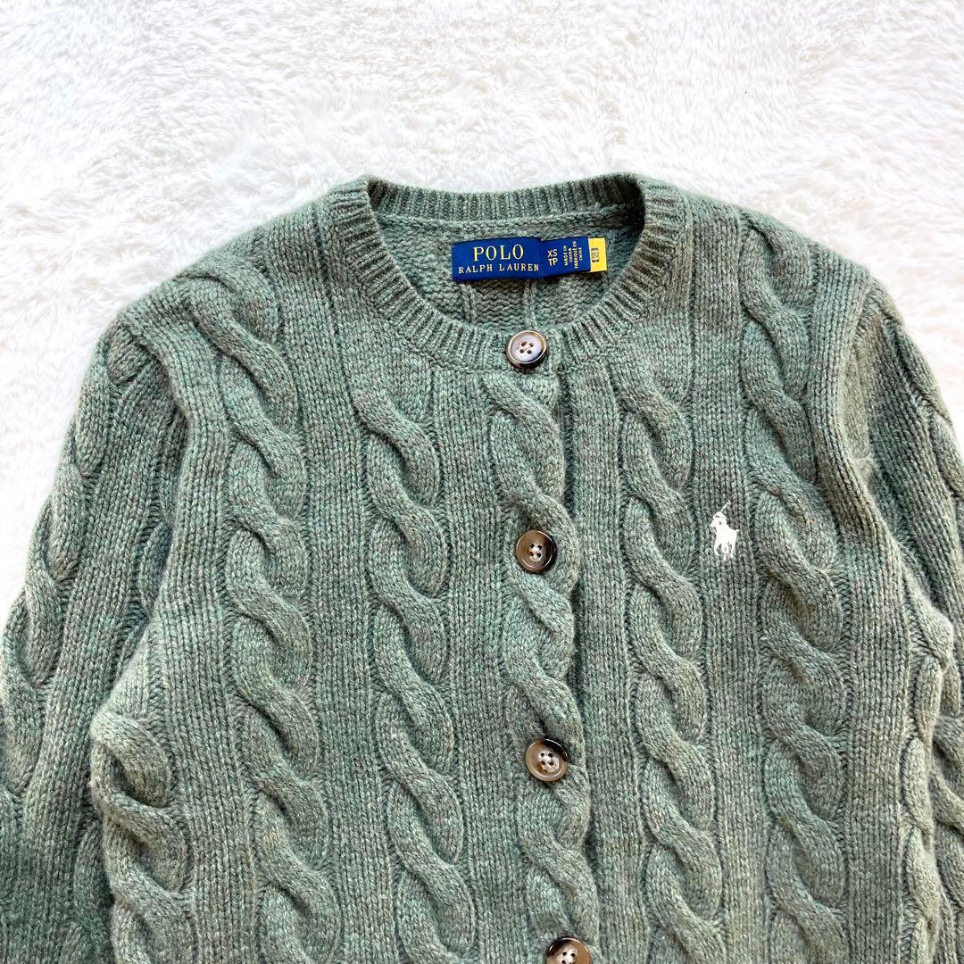 【ポロラルフローレン】 ニットカーディガン ケーブル編み ロゴ ウール カシミヤ