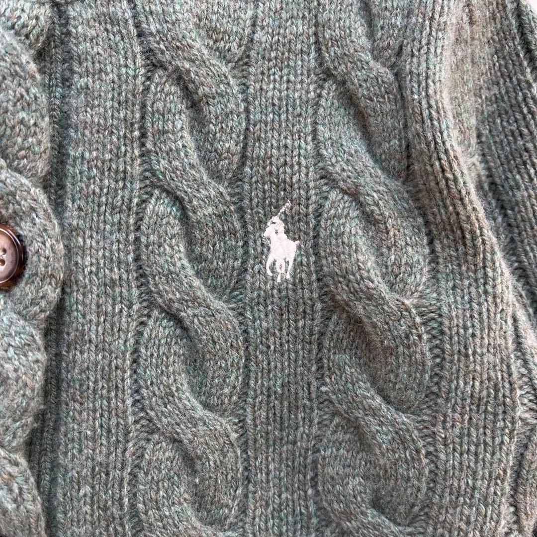 【ポロラルフローレン】 ニットカーディガン ケーブル編み ロゴ ウール カシミヤ