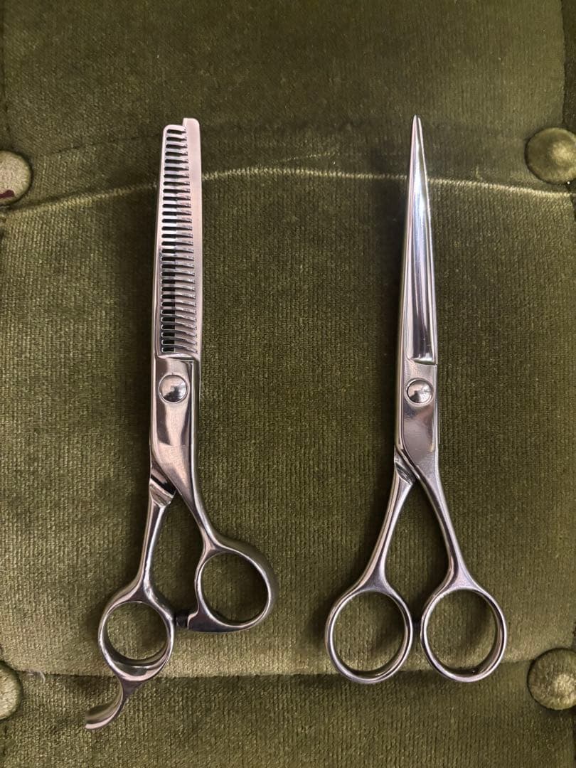 プロ用 6インチ メガネタイプ カットシザー 逆刃 セニングシザー の2本セット