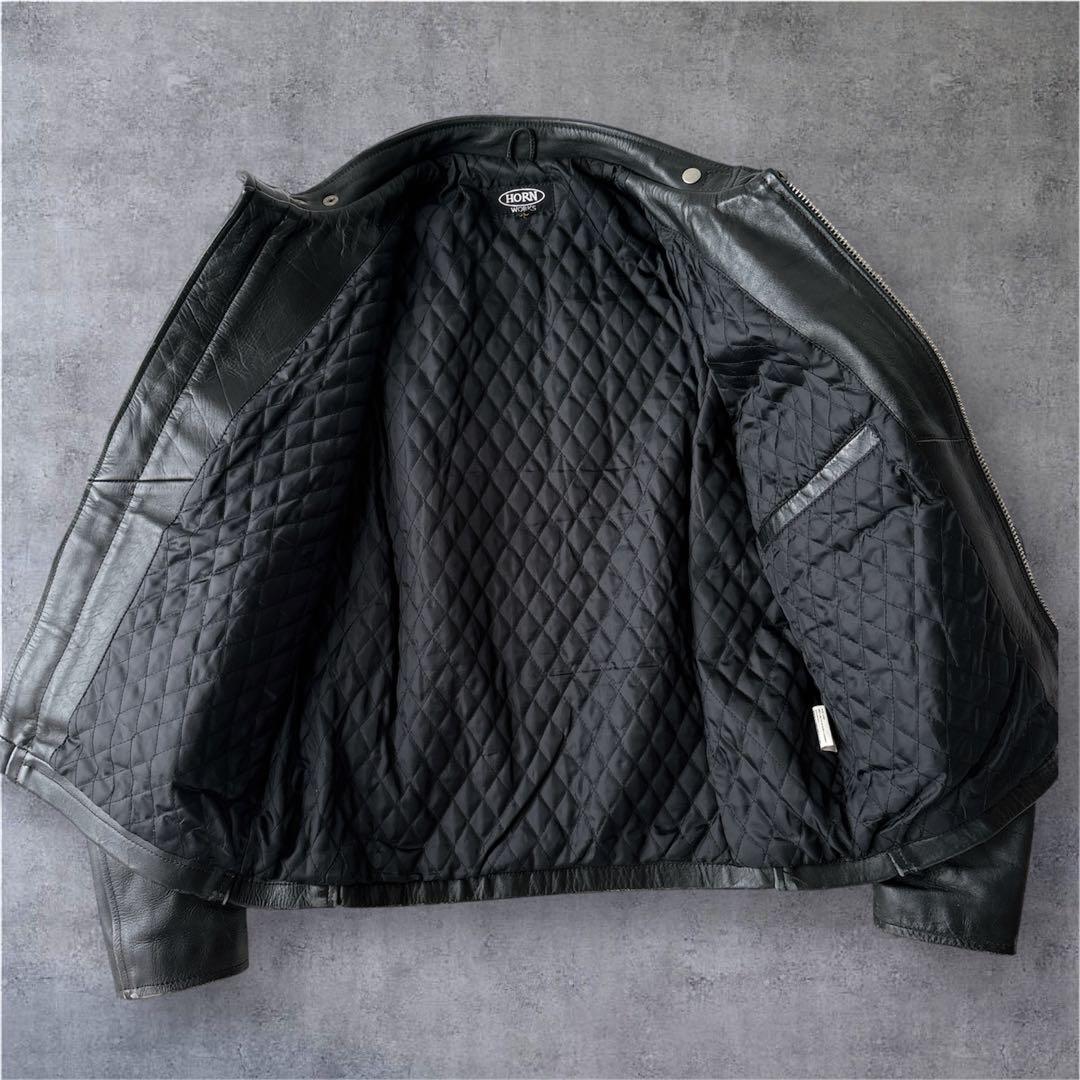 HORN WORKS レザージャケット XL 黒 キルティング 短丈 Y2K