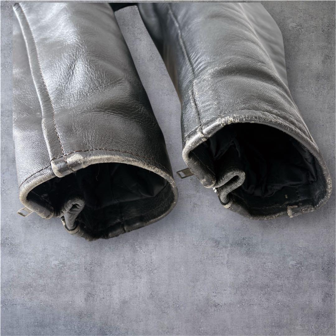 HORN WORKS レザージャケット XL 黒 キルティング 短丈 Y2K