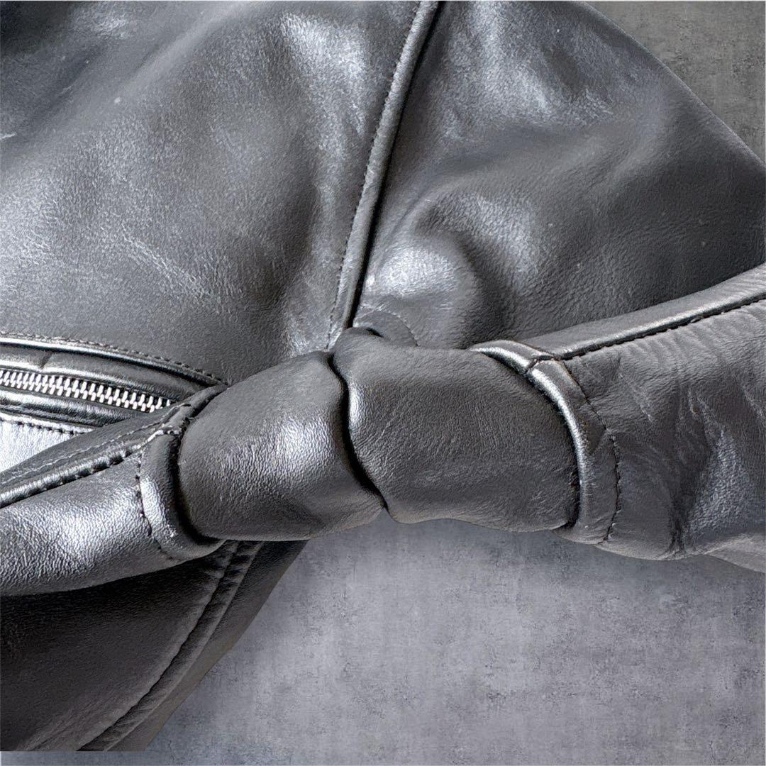 HORN WORKS レザージャケット XL 黒 キルティング 短丈 Y2K