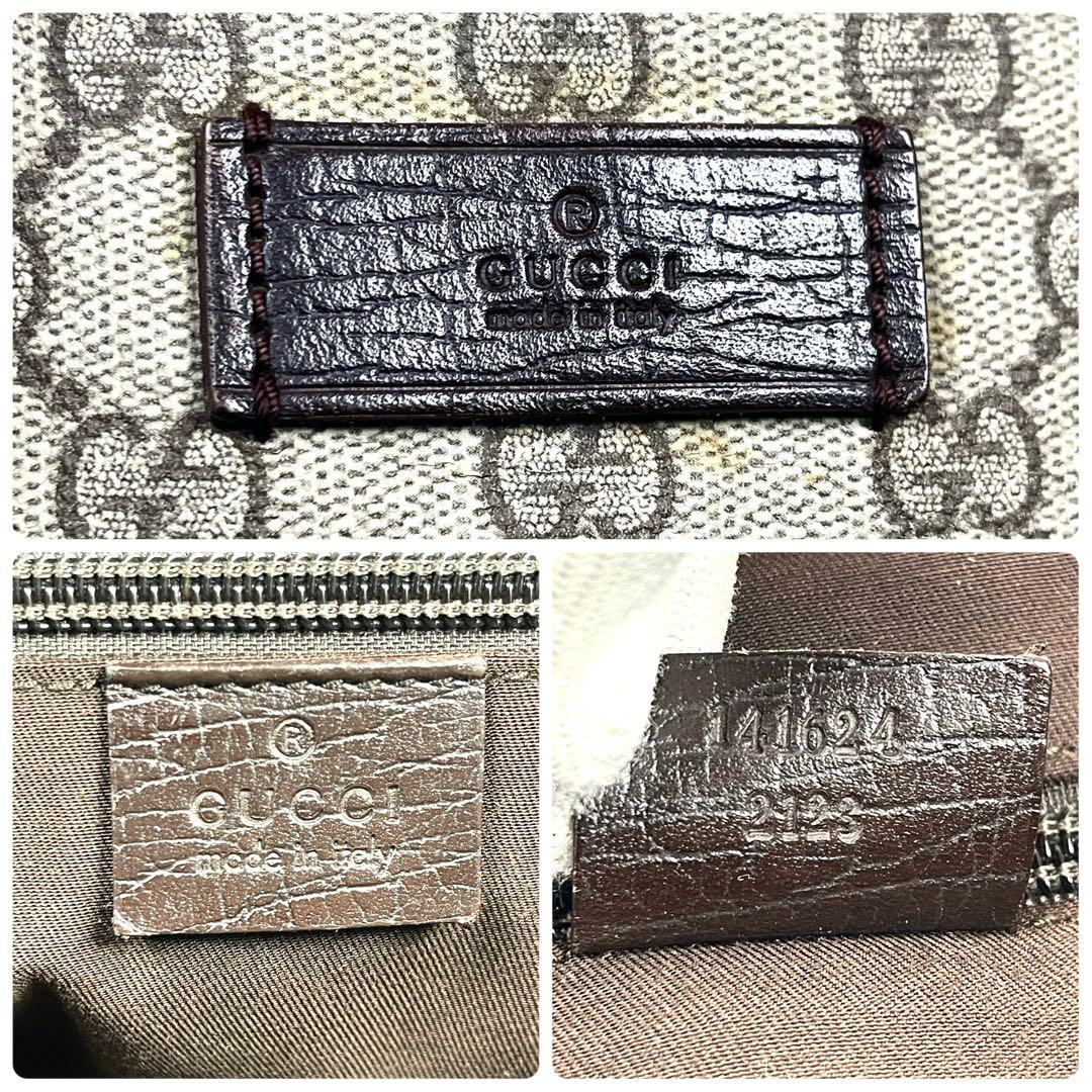 グッチ　トートバッグ　GGスプリーム　ロゴ総柄　プレート　PVCレザー　特価品