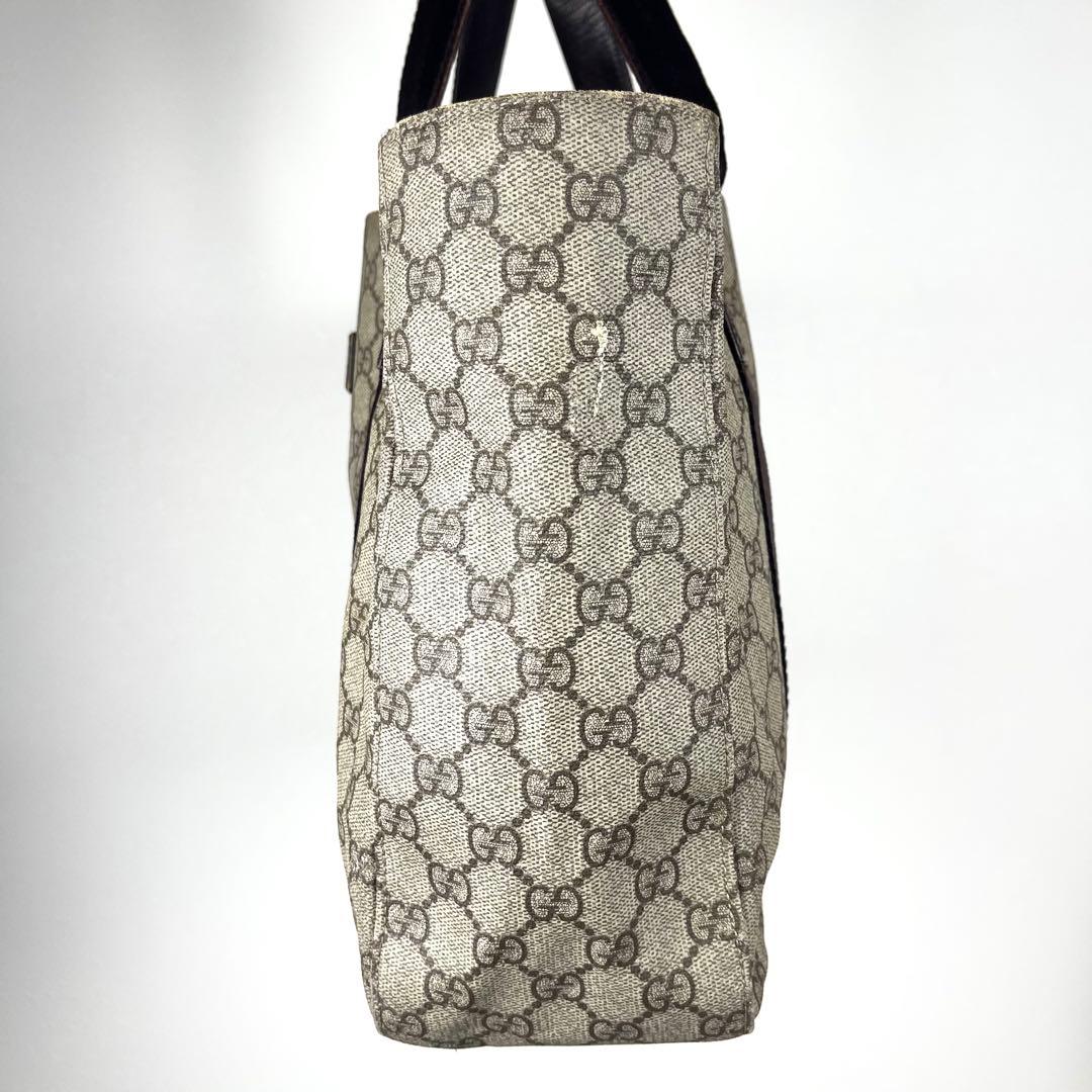 グッチ　トートバッグ　GGスプリーム　ロゴ総柄　プレート　PVCレザー　特価品