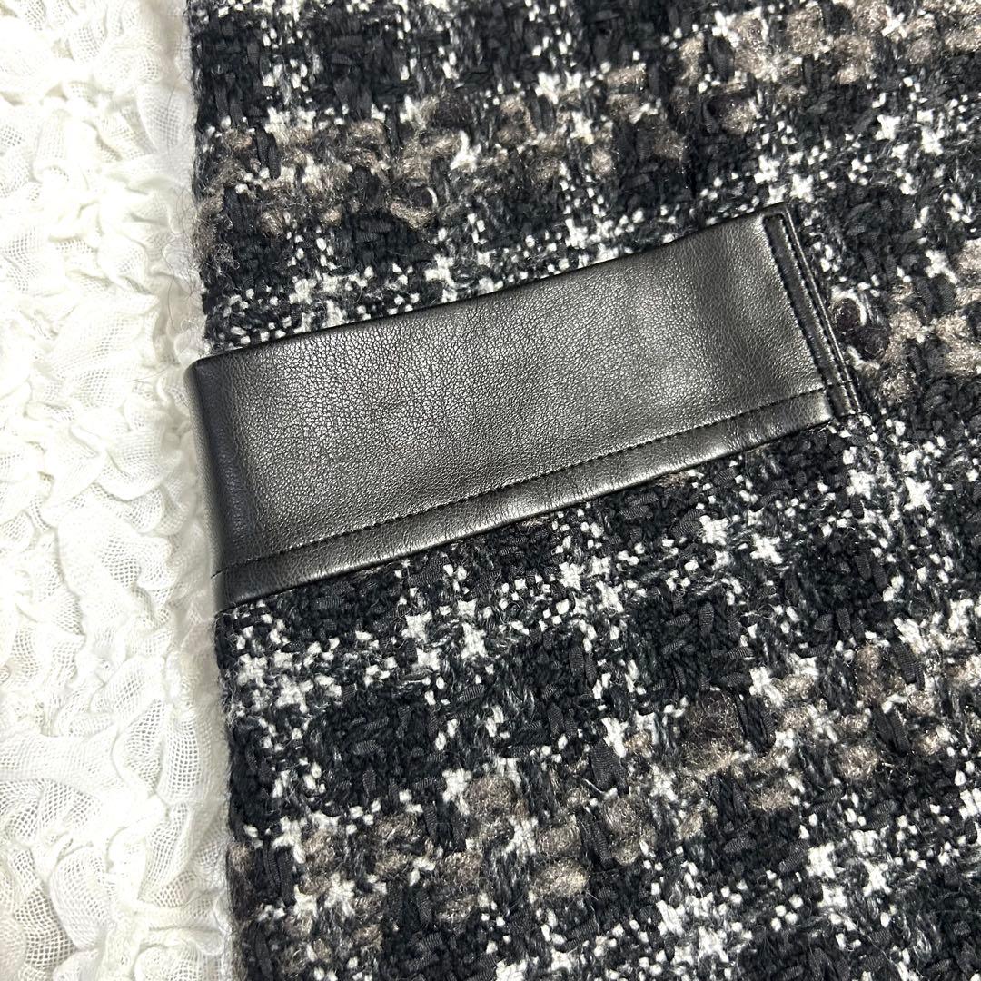 極美品✨定価15.3万 フォクシー 秋冬に◎ ツイード レザー ワンピース 40