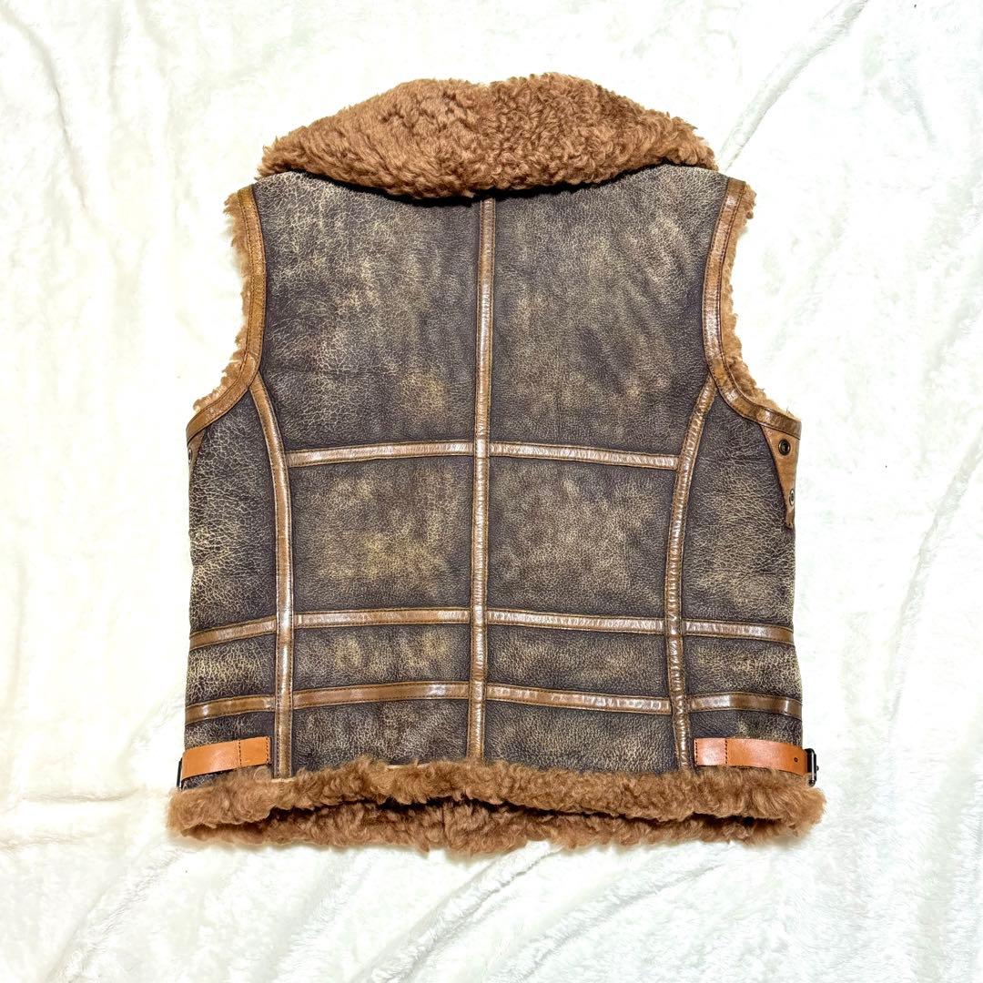 希少 美品 RALPH LAUREN XL ラム レザー ベスト ラルフローレン