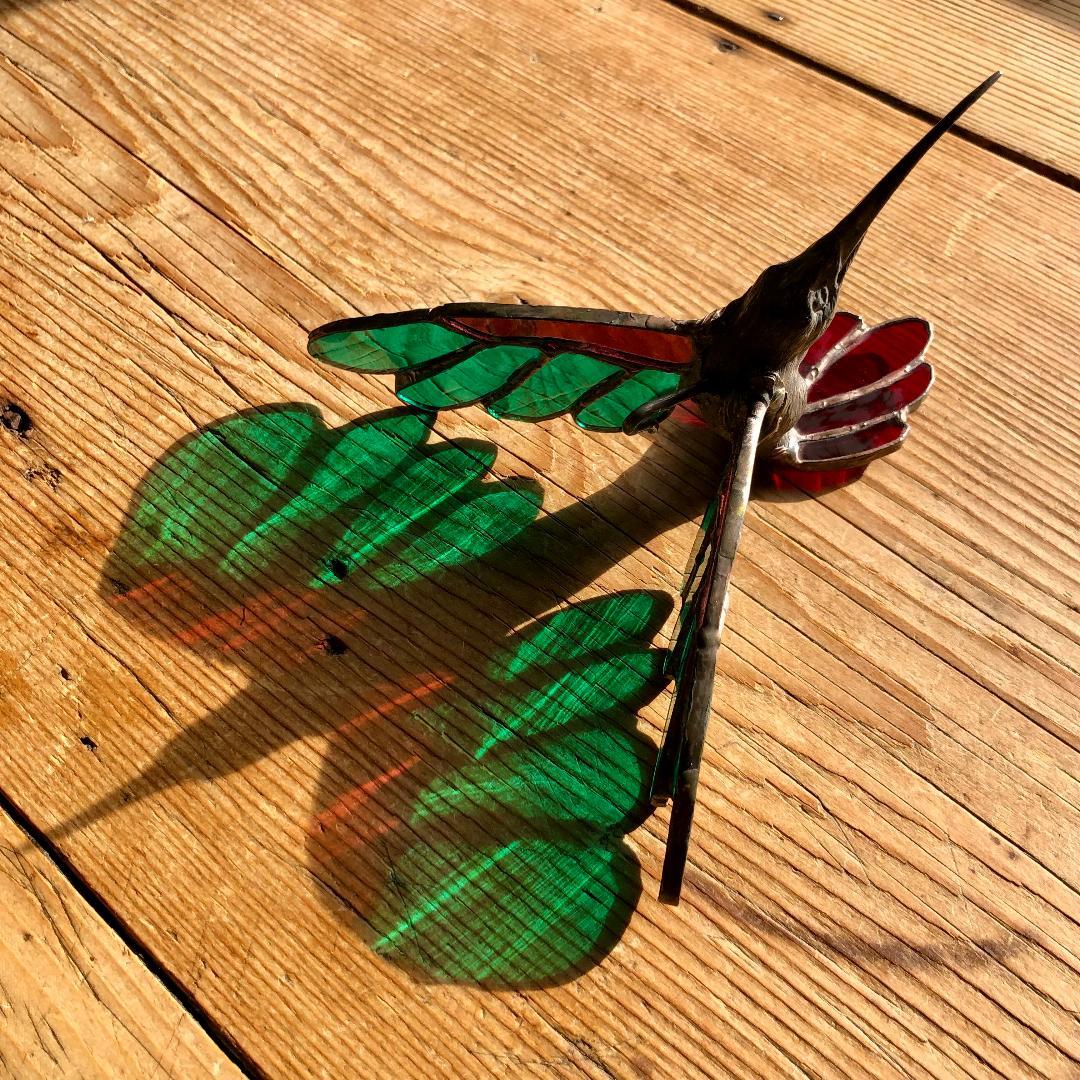 メ*6様 ヴィンテージ　ハチドリ　ハミングバード　アメリカ製　ステンドグラス　オ