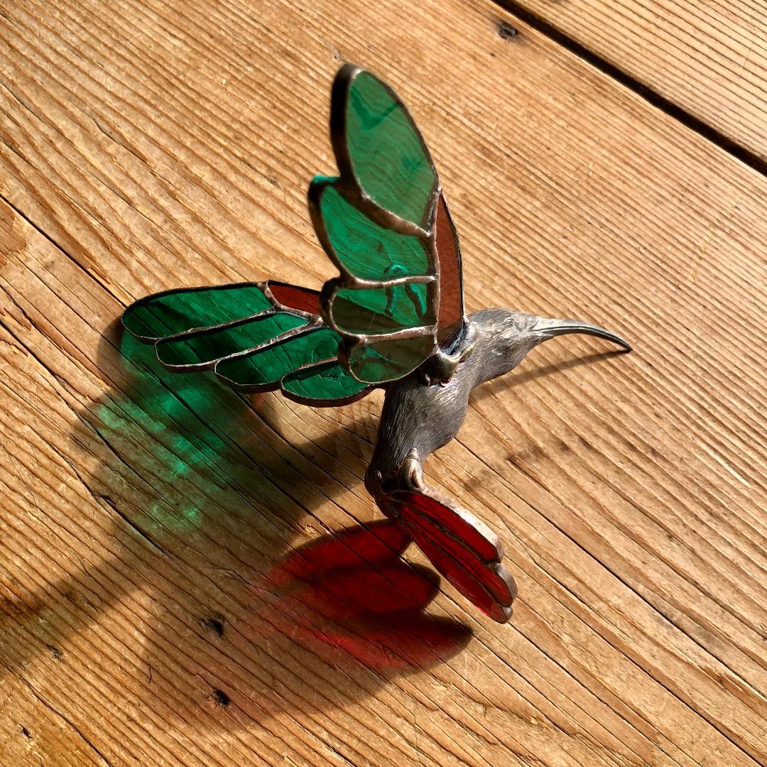 メ*6様 ヴィンテージ　ハチドリ　ハミングバード　アメリカ製　ステンドグラス　オ