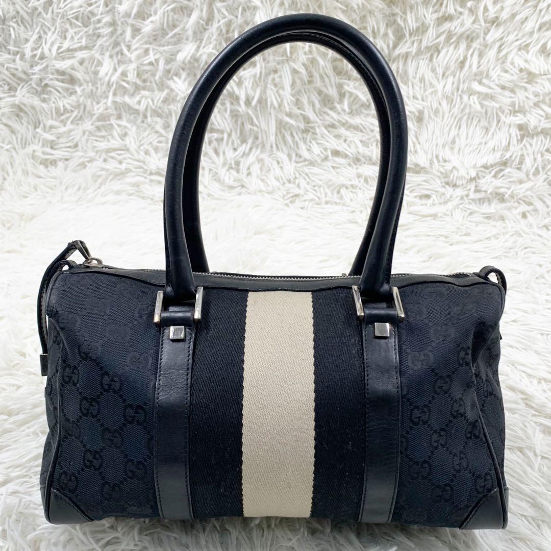 【✨美品✨】 GUCCI ミニボストンバッグ シェリーライン GG柄 ブラック