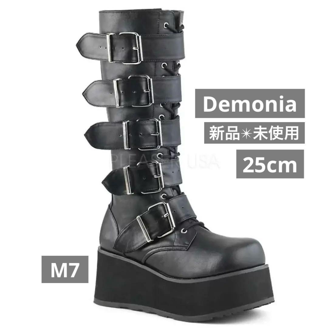 新品未使用⭐️Demonia デモニア 厚底 ブーツ 黒25cm M7