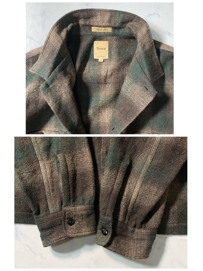 美品】サンカ　ネルシャツ　オンブレ　オープンカラー　サイズ3　長袖　大きいサイズ