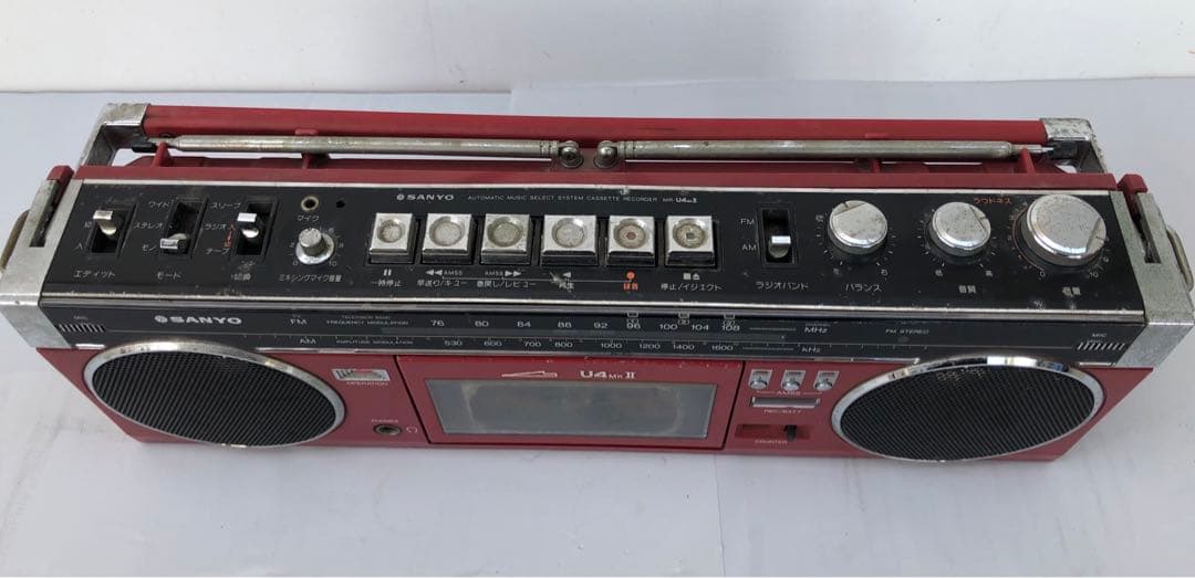 SANYO MR-U4MK2 赤　ラジカセ 昭和レトロ動作訳あり(D193)
