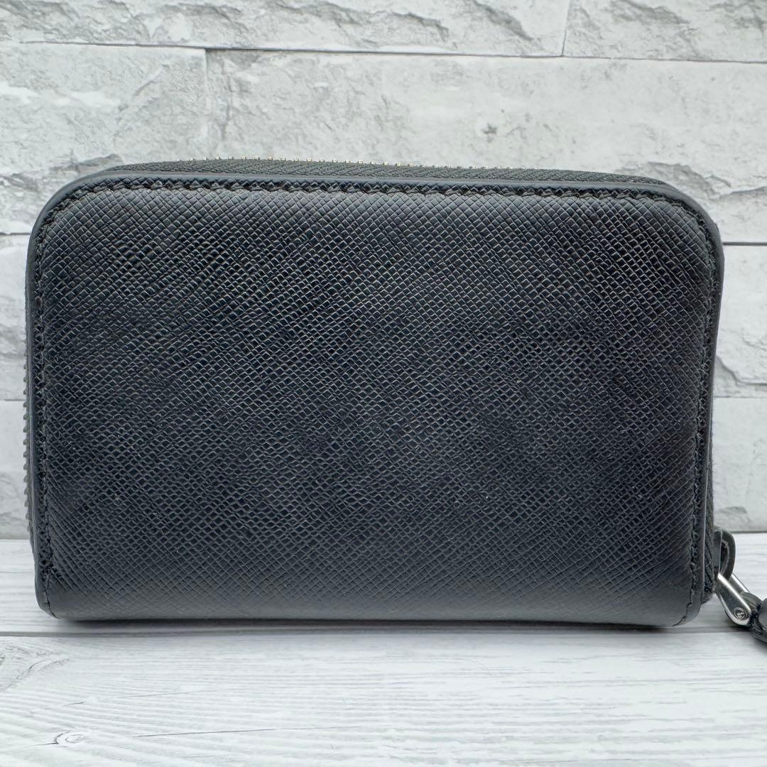 【美品】プラダ　バイカラー　ケース　サフィアーノレザー　ブラック