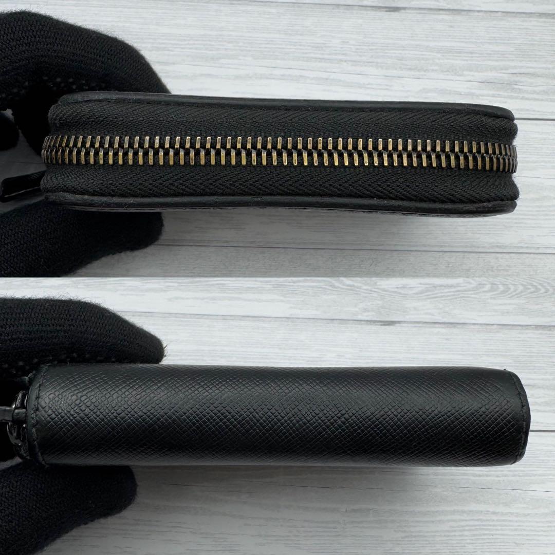 【美品】プラダ　バイカラー　ケース　サフィアーノレザー　ブラック