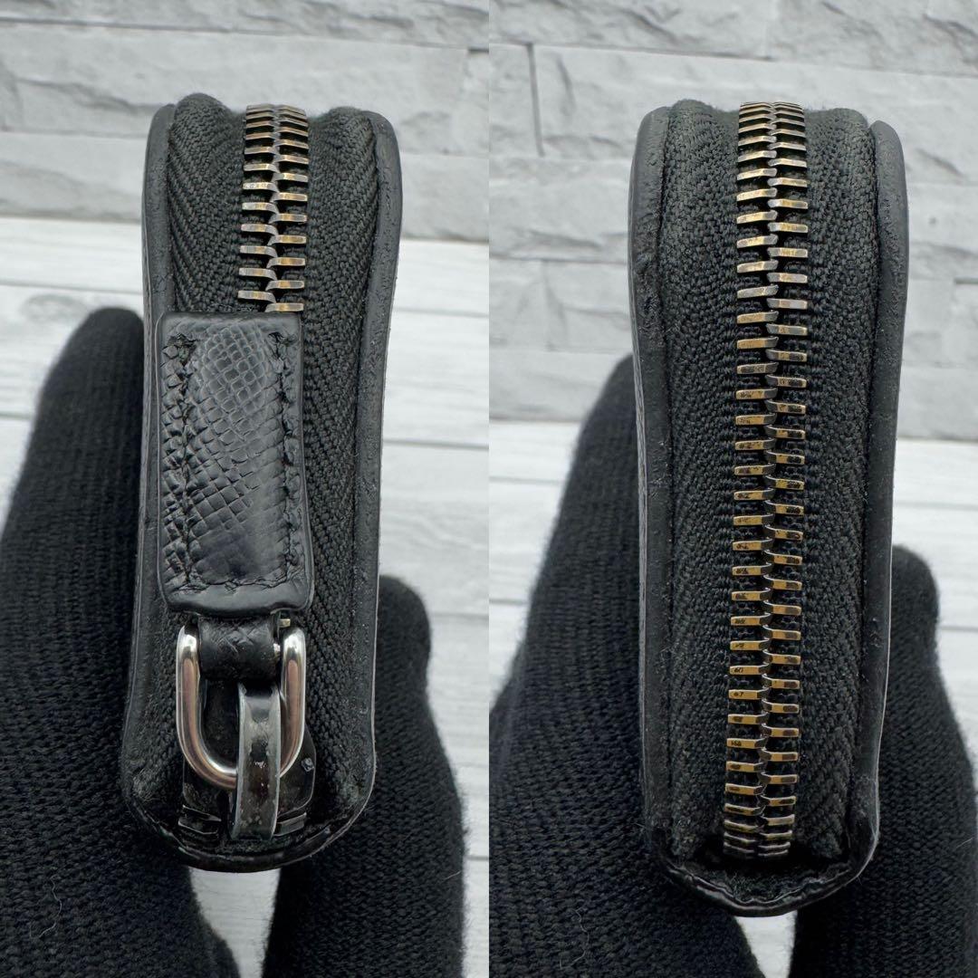 【美品】プラダ　バイカラー　ケース　サフィアーノレザー　ブラック