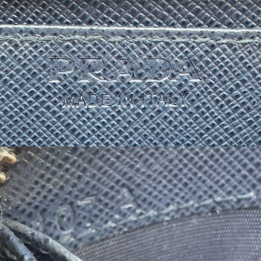 【美品】プラダ　バイカラー　ケース　サフィアーノレザー　ブラック