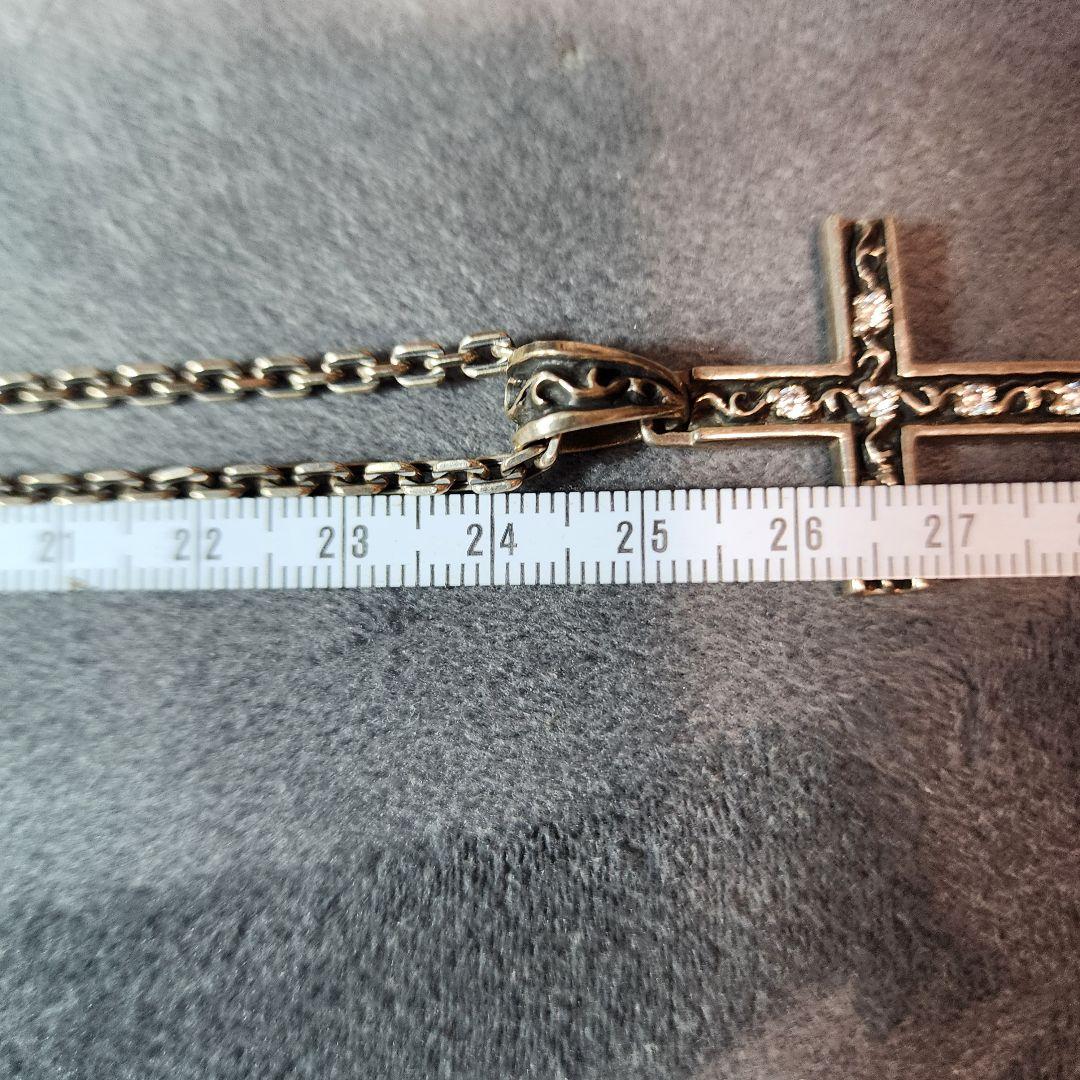 シルバー クロスネックレス ストーン付き