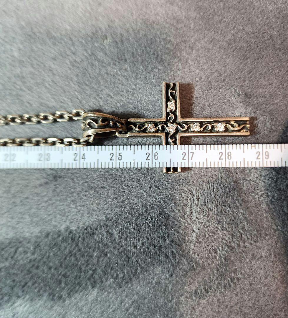 シルバー クロスネックレス ストーン付き