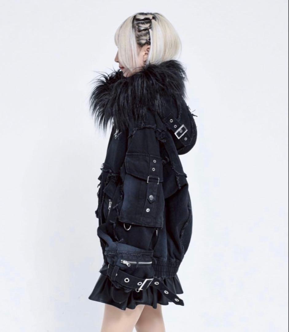 美品 完売品 REFLEM レフレム デニムフリンジN2Bジャケット ブラック