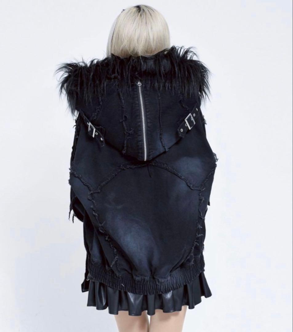 美品 完売品 REFLEM レフレム デニムフリンジN2Bジャケット ブラック