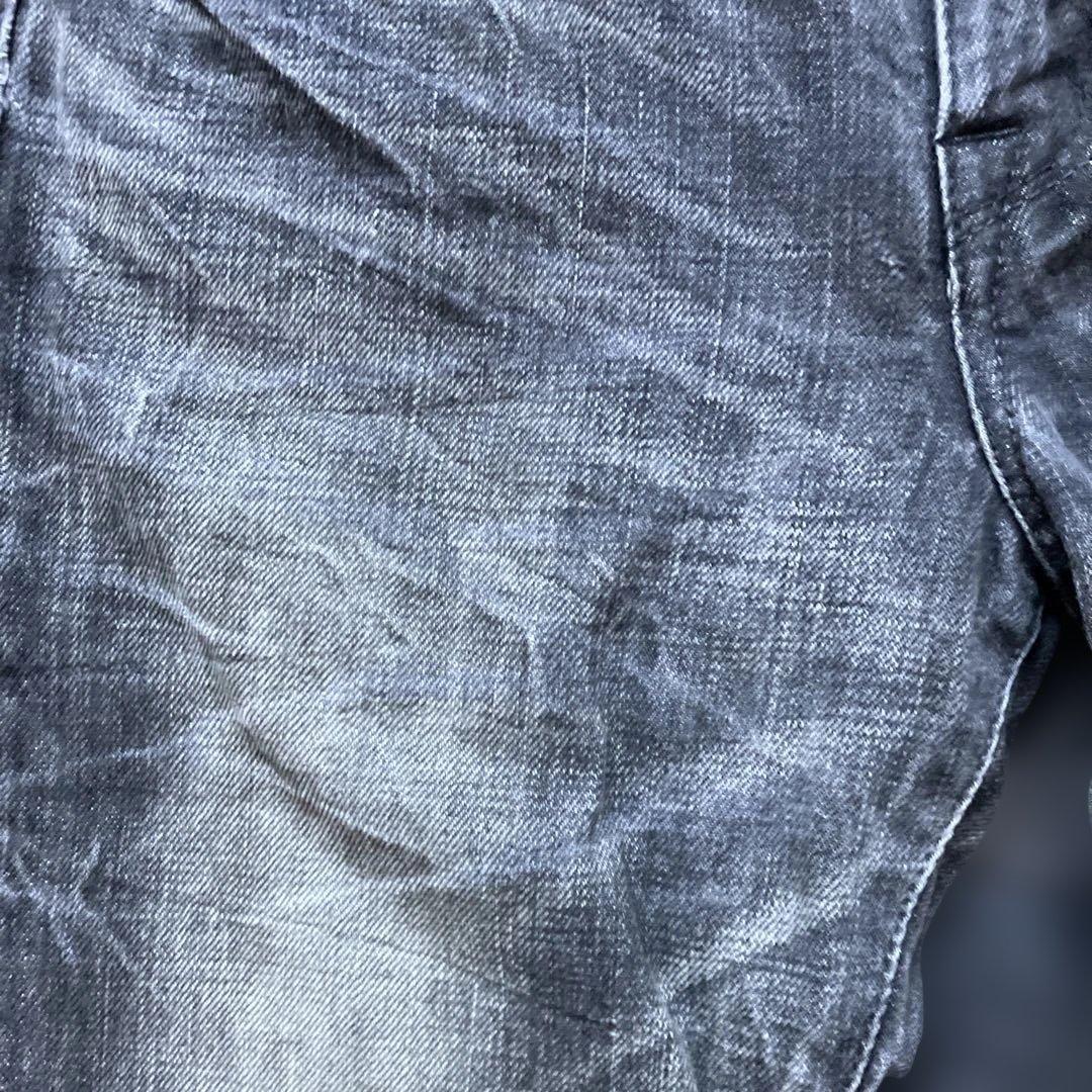 美シルエットCIVARIZEストレートデニム ブラックダメージ加工美品　44