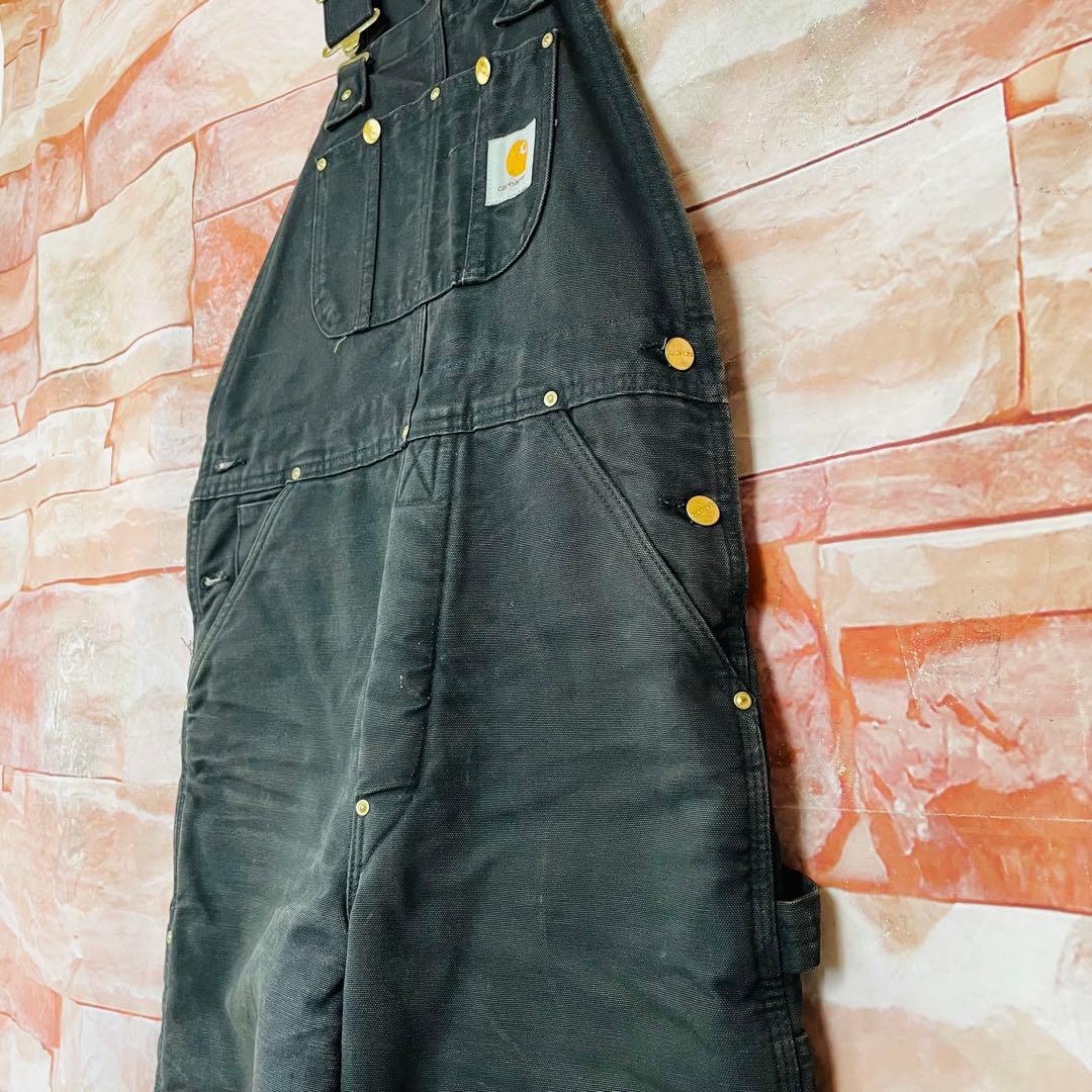【激レア】カーハートcarhartt ダブルニーオーバーオール　80s星タグL黒