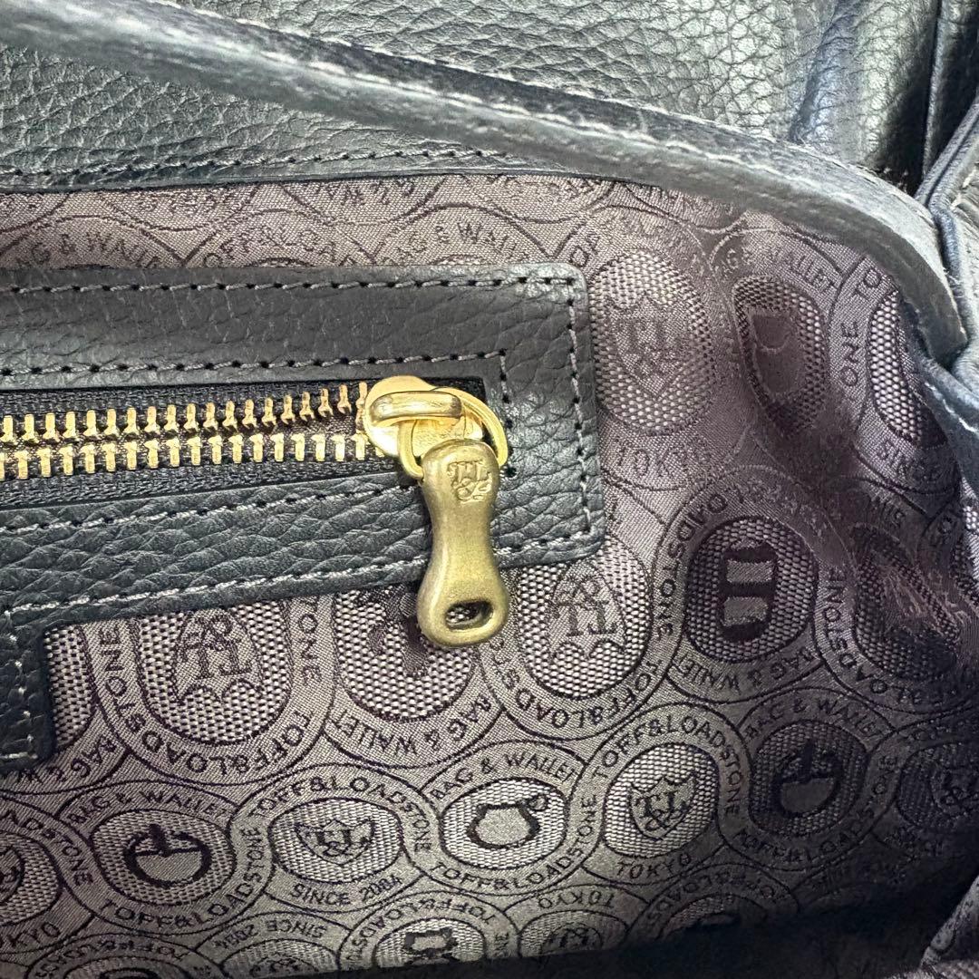 高級＊トフアンドロードストーン トートバッグ レザー フラップ 黒 L シボ革