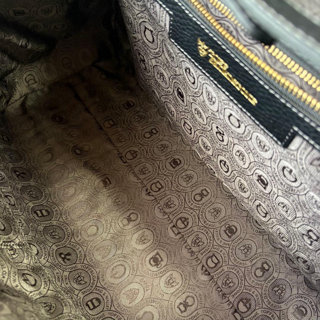 高級＊トフアンドロードストーン トートバッグ レザー フラップ 黒 L シボ革