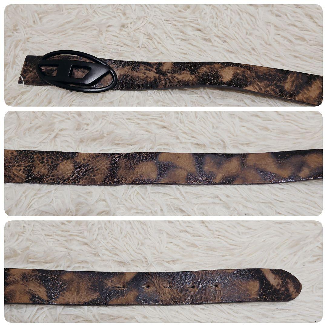 DIESEL ディーゼル ベルト Dロゴ レザーベルト マッドブラック 90