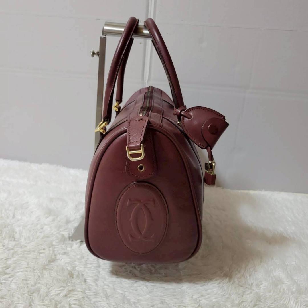 正規品　カルティエ　ミニボストンバッグ　マストライン　レザー　金具　南京錠　鍵