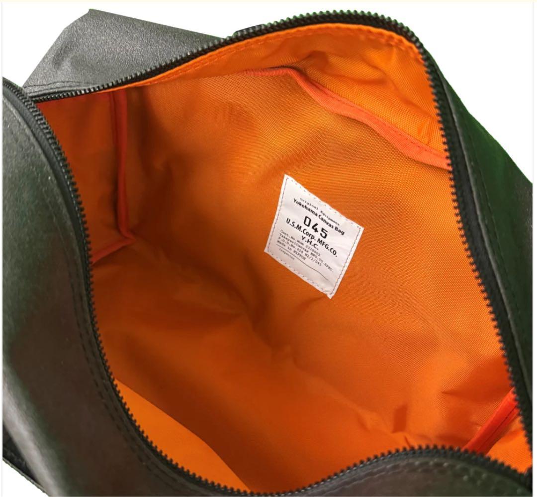 APIOx横濱帆布鞄 ブラックキャンバス・アビエイターキットバッグ迷彩ポーチ付