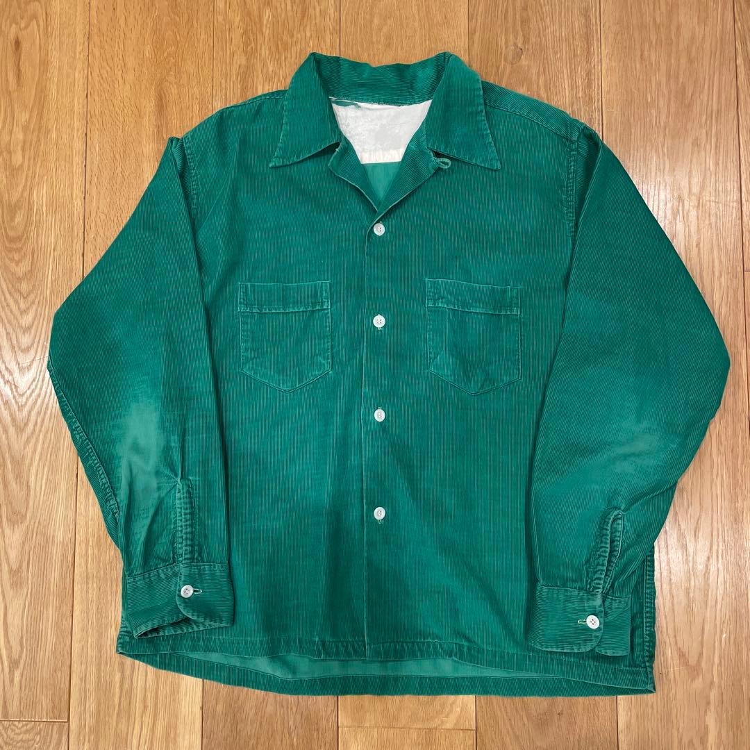 40s 50s コーディロイシャツ　オープンカラー　vintage