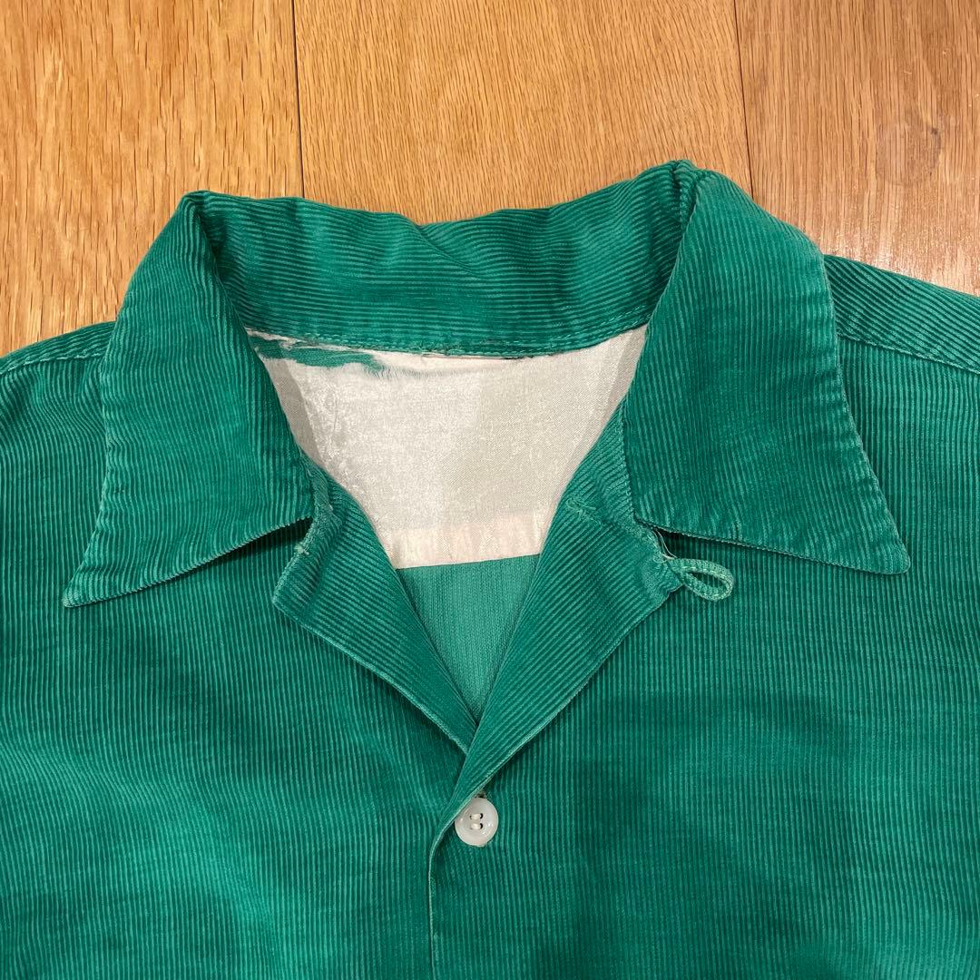 40s 50s コーディロイシャツ　オープンカラー　vintage
