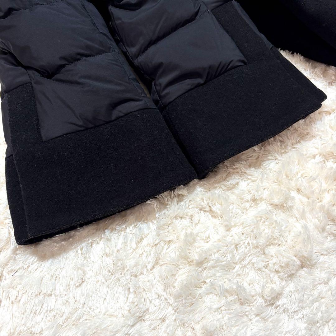 ヘルノ ウール 切替 異素材 切り替え スタンドカラー ダウン コート 44 黒