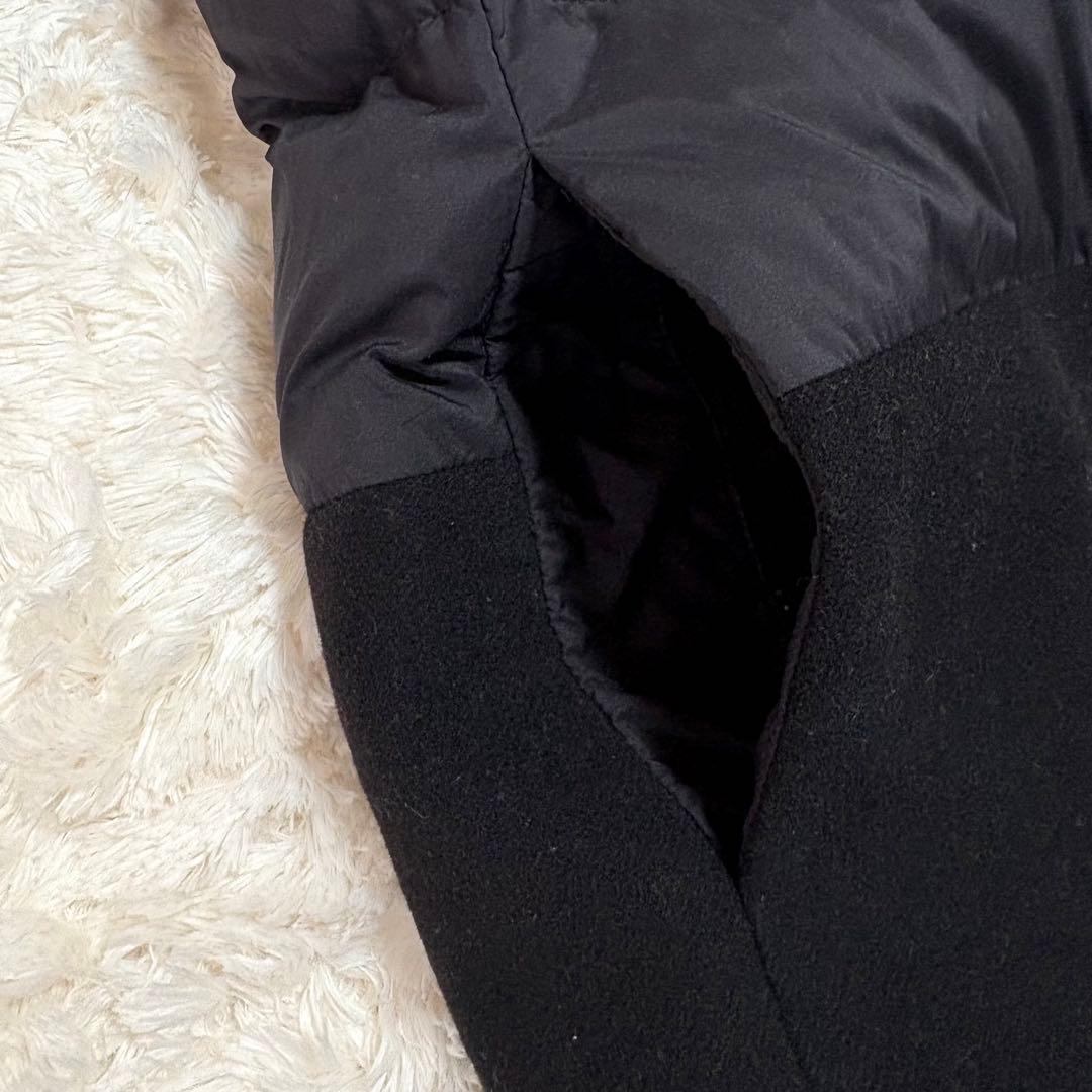 ヘルノ ウール 切替 異素材 切り替え スタンドカラー ダウン コート 44 黒