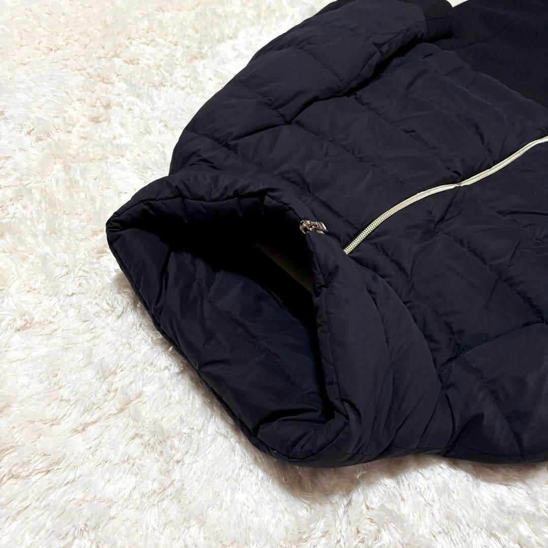 ヘルノ ウール 切替 異素材 切り替え スタンドカラー ダウン コート 44 黒