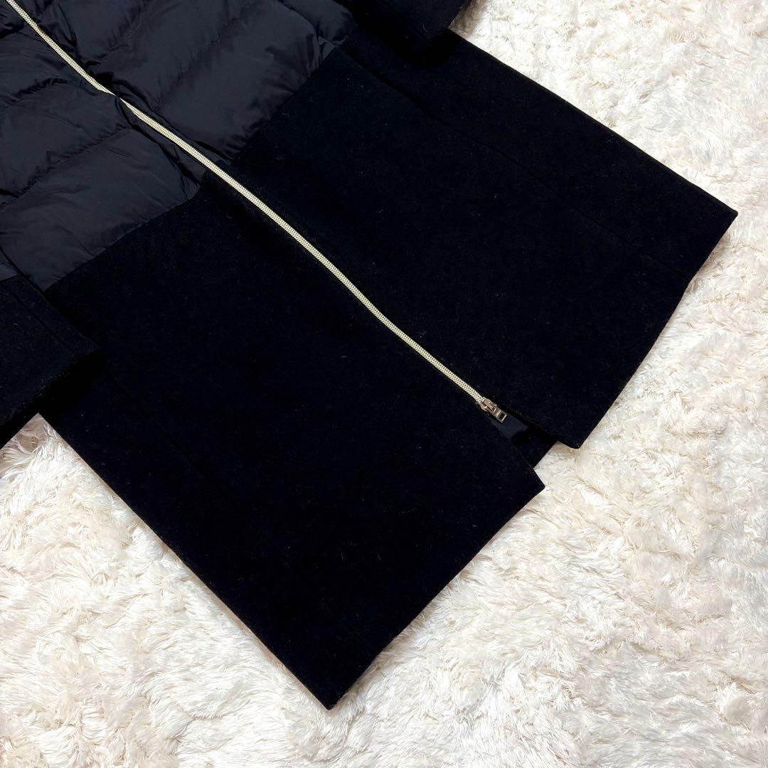 ヘルノ ウール 切替 異素材 切り替え スタンドカラー ダウン コート 44 黒