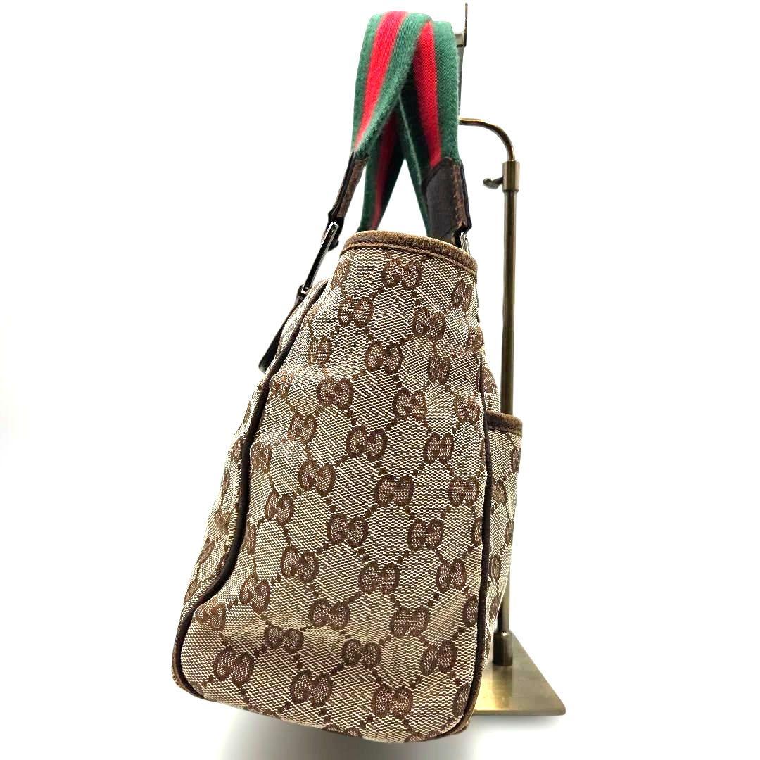 GUCCI シェリーライン GGキャンバス ホースビット ハンドバッグ ブラウン