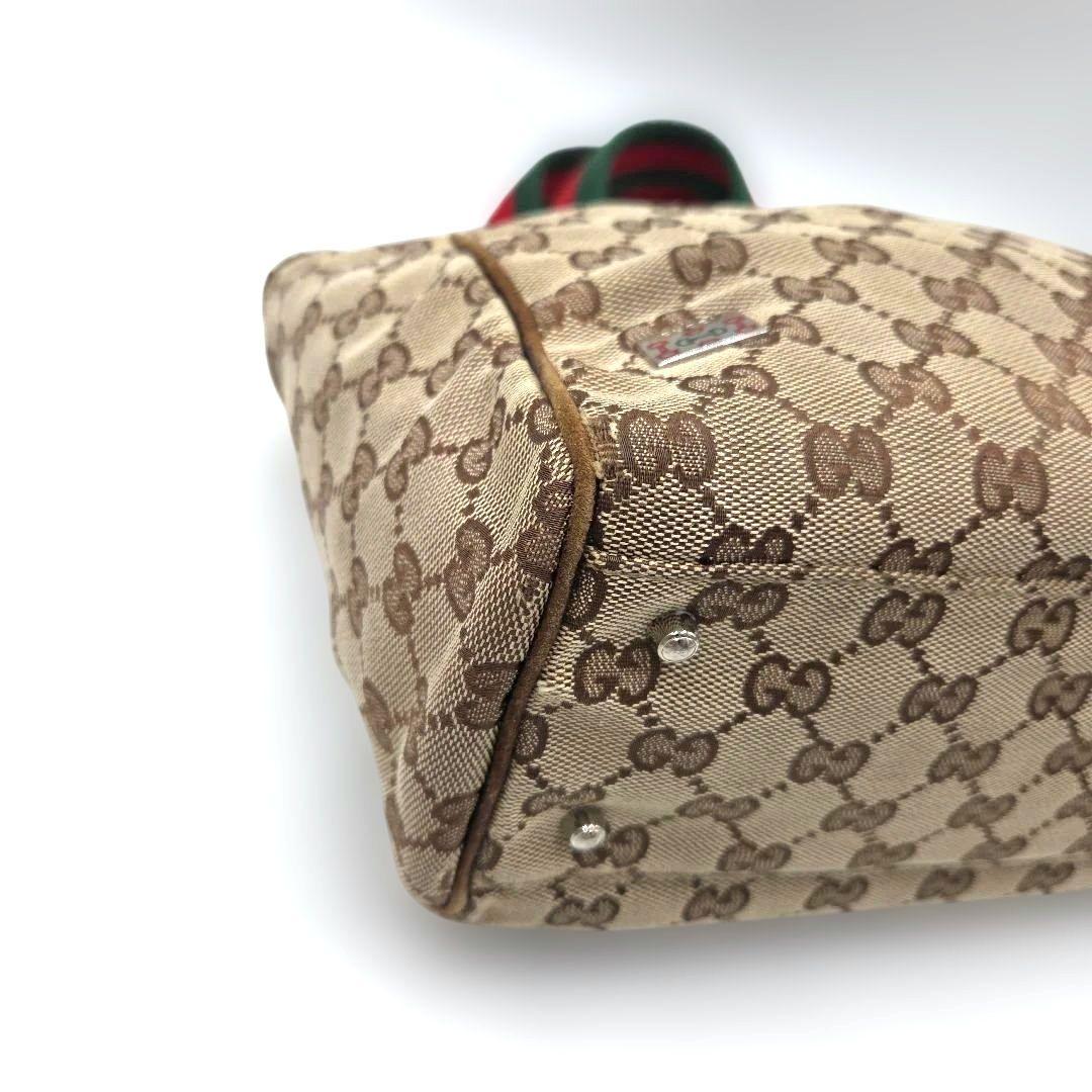 GUCCI シェリーライン GGキャンバス ホースビット ハンドバッグ ブラウン