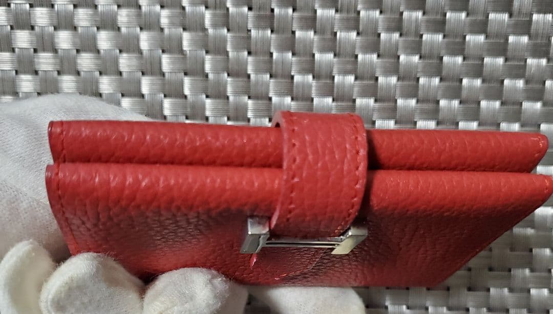 HERMES レザー名刺入れ レッド