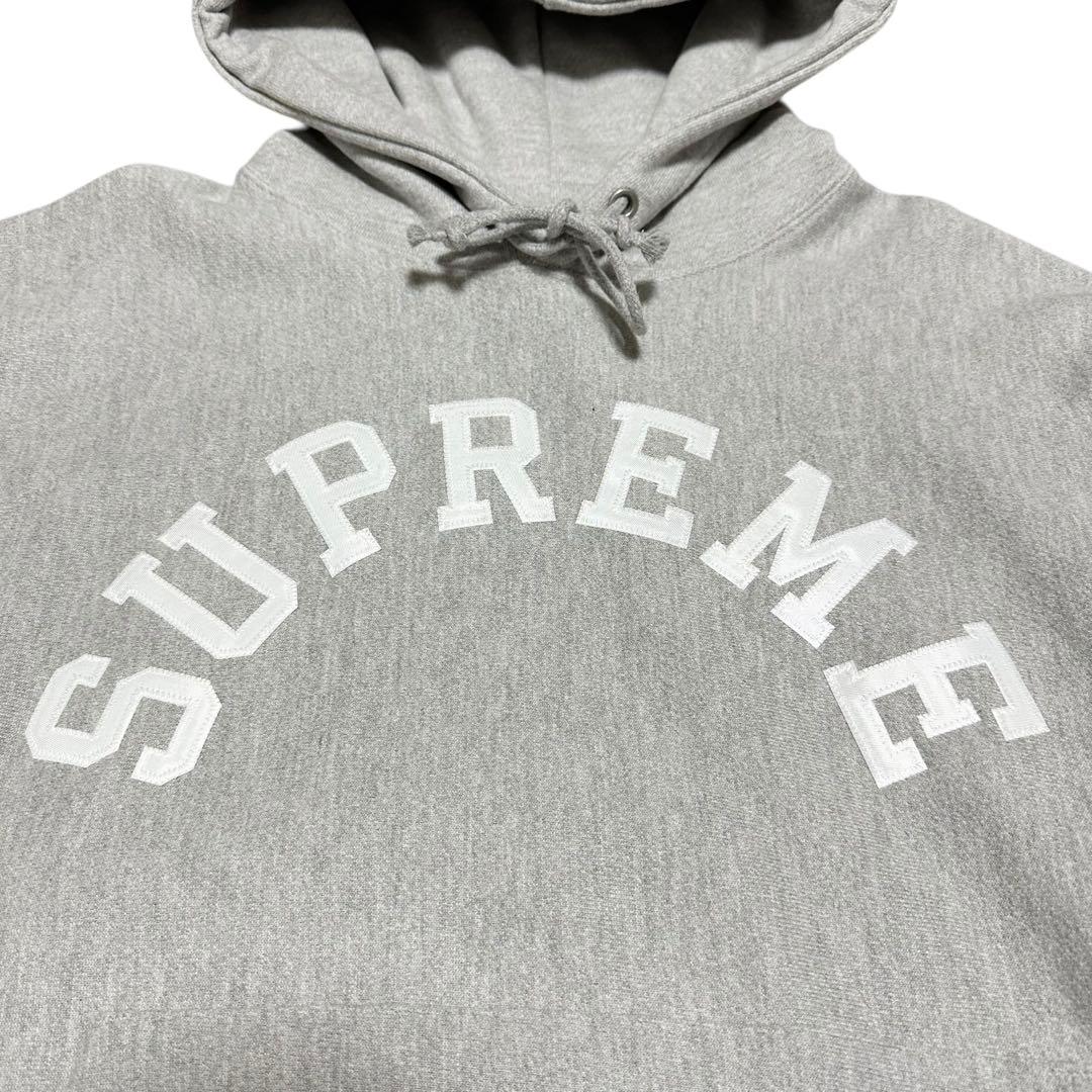 【美品】シュプリーム　チャンピオン　コラボ　パーカー　アーチロゴ　刺繍　グレーL