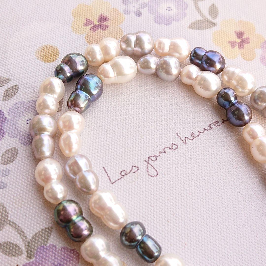 淡水双子パール　一連　ハンドメイド材料　加工不可