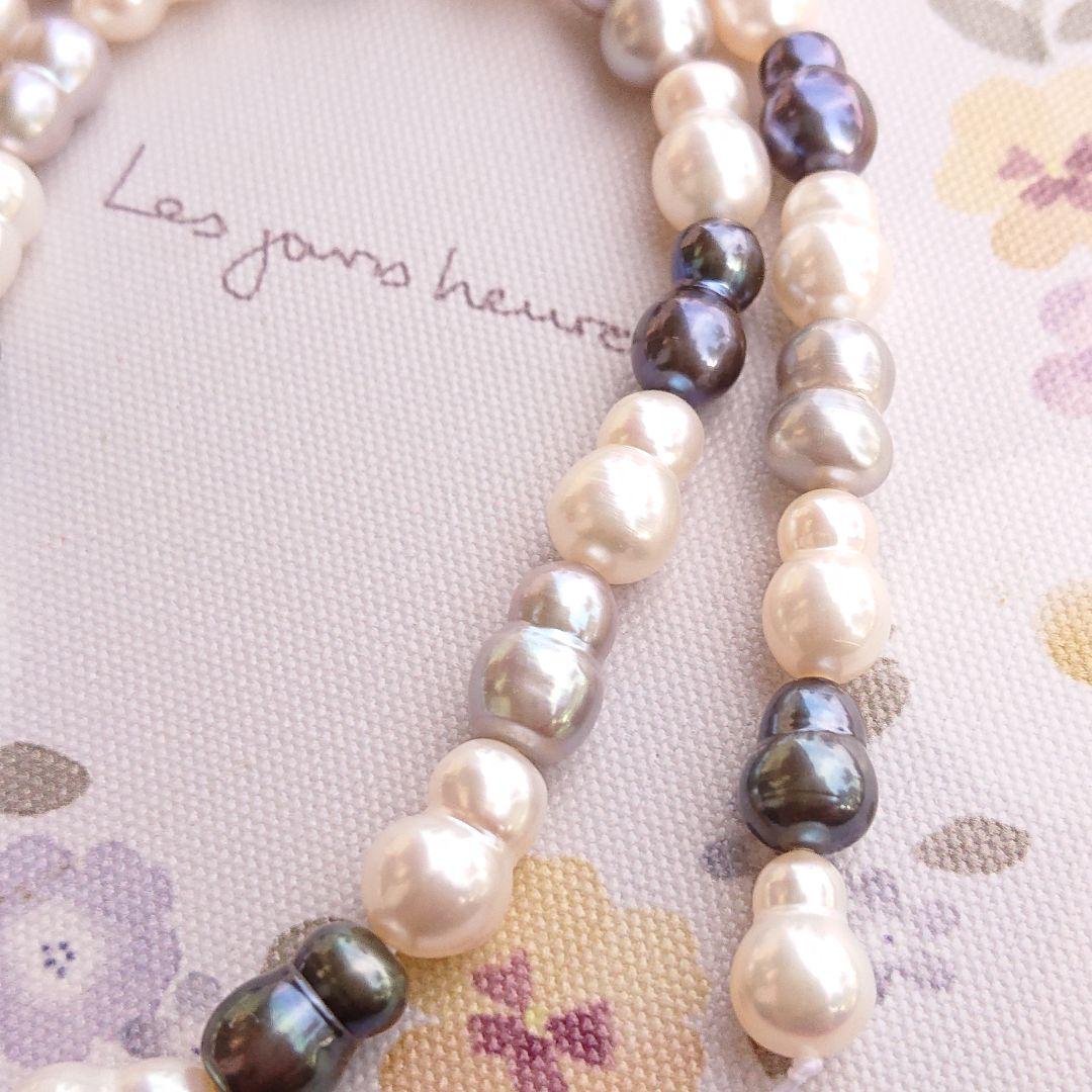 淡水双子パール　一連　ハンドメイド材料　加工不可