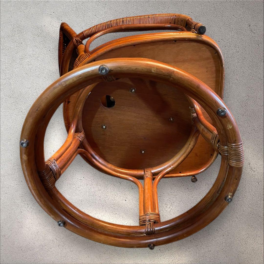 KAZAMA 籐　360度回転椅子　クッション有　引取り可（割引）