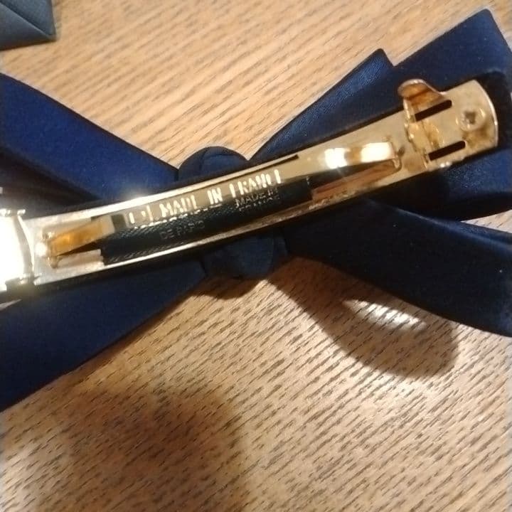 【美品】アレクサンドル ドゥ パリ　リボンバレッタ　紺　ネイビー