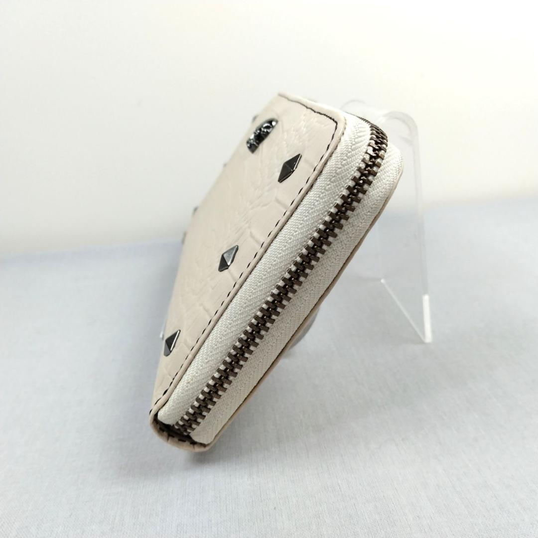 未使用マディジャックスープ★ジッピーロングウォレット クロコ型押しレザー本革 白