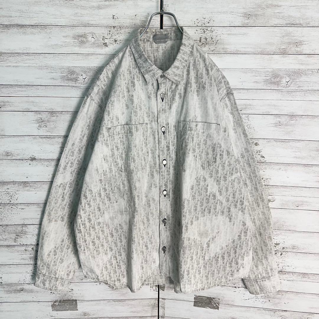 11810【美品・XLサイズ相当】Dior 総柄オブリーク長袖シャツ　トロッター